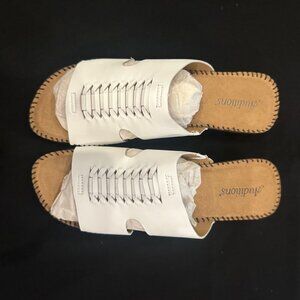 Auditions Rhonda White Leather Sandal Size 9.5 Narrow